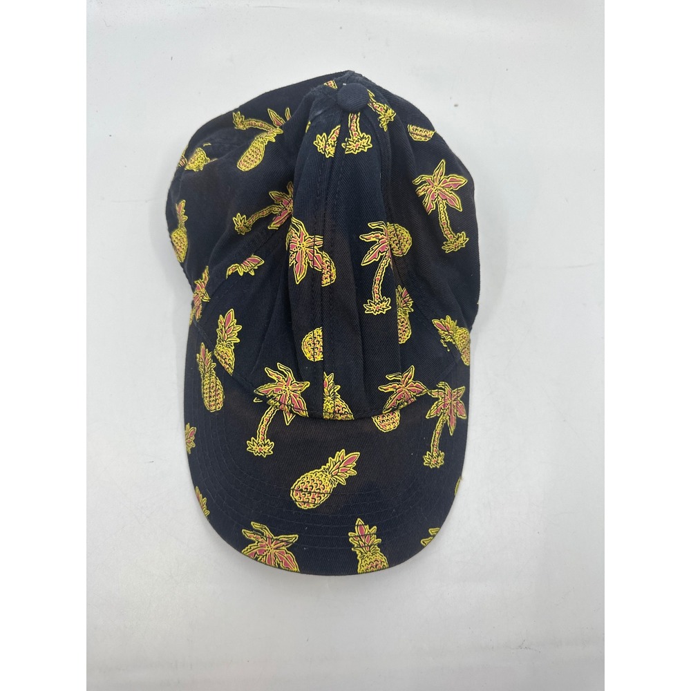 WESC Black Pineapple Palm Tree Print Baseball Cap One Size Fading Dusty AS/IS